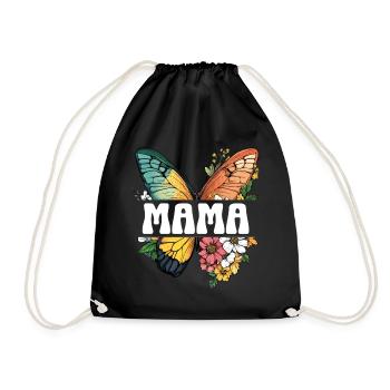 Mom Butterfly Flowers Best Mom Mother's Day - Drawstring Bag - black - Front