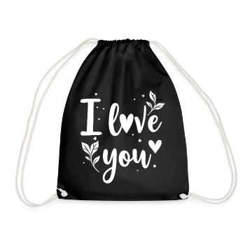 Ich liebe dich, Weiß - Turnbeutel - Schwarz - Vorne