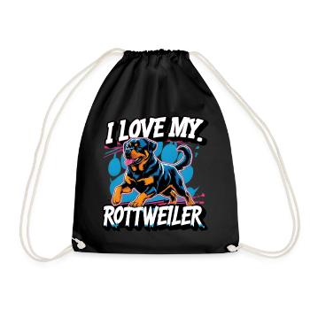 I love my Rottweiler - Drawstring Bag - black - Front