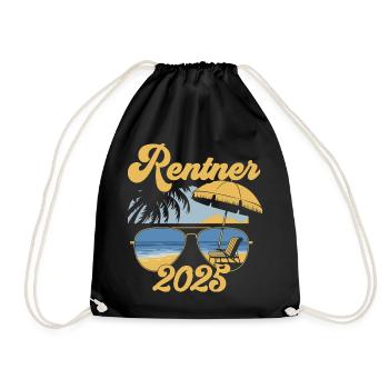 Beach Rentner 2025 Rente Frührentner Pension - Turnbeutel - Schwarz - Vorne