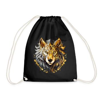 Loup Tête de Loup Or Mystique Nature Nature Nature Sauvage Art - Sac de sport léger - noir - Devant