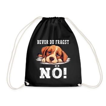 Before You Ask Nope No Dog Funny Saying Humor - Drawstring Bag - black - Front