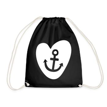 Coeur Ancre Hambourg Amour Bande Dessinée Marin Maritime - Sac de sport léger - noir - Devant