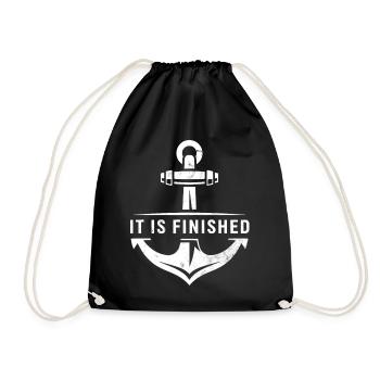 IT IS FINISHED Bibelvers Anker Spruch Design - Turnbeutel - Schwarz - Vorne