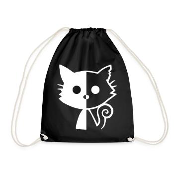 White Kitten Yin and Yang - Drawstring Bag - black - Front