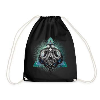Mystical snake symbol with stars in triangle - Drawstring Bag - black - Front