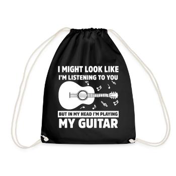 J’ai peut-être l’air de t’écouter jeu de mots sur la guitare - Sac de sport léger - noir - Devant