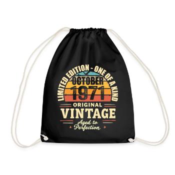 Rétro Octobre 1971 - birthday october 1971 - Sac de sport léger - noir - Devant