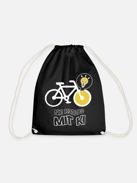 Kreatives Fahrrad mit Lichtbirne Design - Turnbeutel - Schwarz