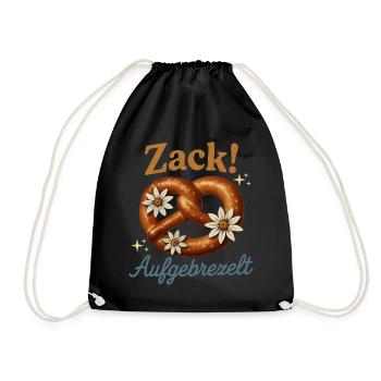 Zack Dressed Up – Bretzel drôle pour hommes et femmes - Sac de sport léger - noir - Devant