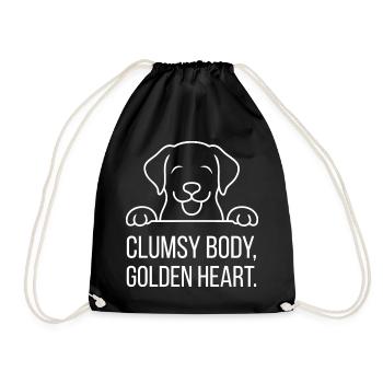 Tail wagging instead of stress – Labrador humor - Drawstring Bag - black - Front