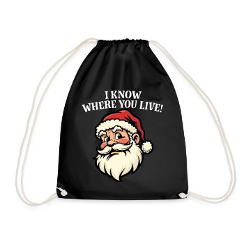Je sais où tu habites - Père Noël - Sac de sport léger - noir - Devant