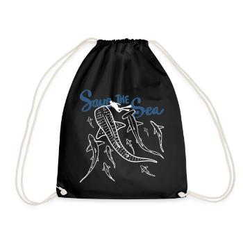 Save The  Sea Ocean Lifeline - Drawstring Bag - black - Front