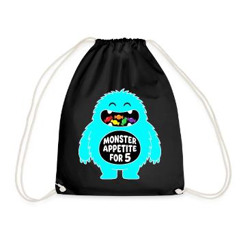 Monster Appetite 5th Birthday - Drawstring Bag - black - Front