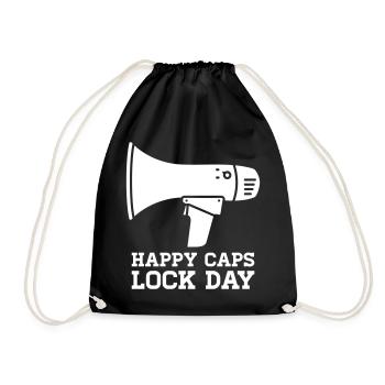 Megaphone Happy Caps Lock Day Nerd - Drawstring Bag - black - Front