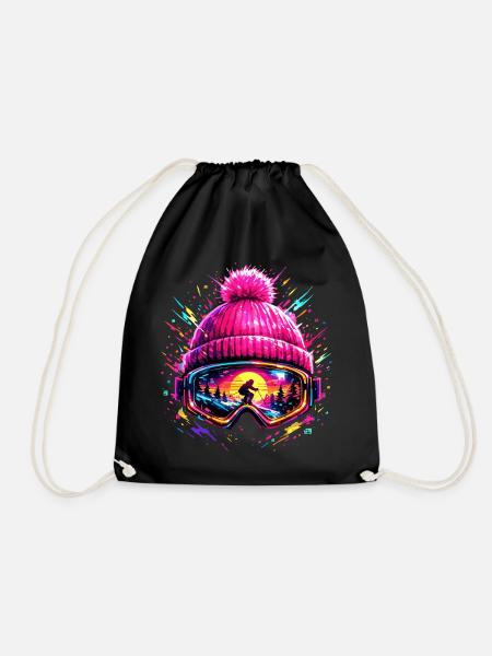 Skifahrer Retro Skibrille Apres Ski Geschenk - Turnbeutel - Schwarz