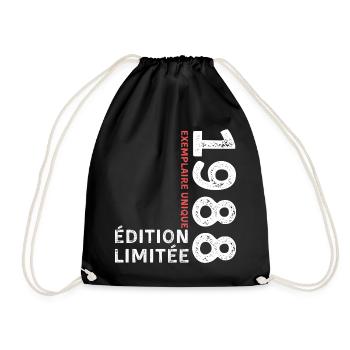 1988 vintage typographic style - Drawstring Bag - black - Front