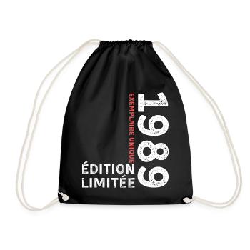 1989 vintage typographic style - Drawstring Bag - black - Front