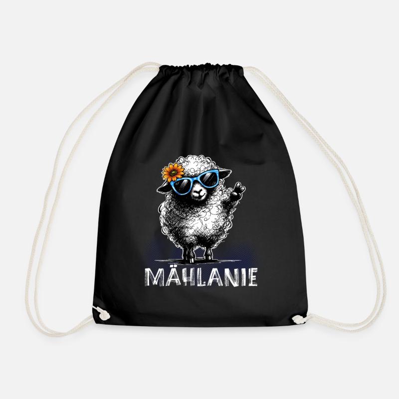 Mählanie – Freches Schaf Wortspiel Peace - Turnbeutel - Schwarz