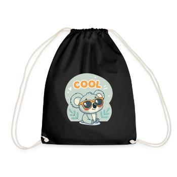 Koala Cool mit orangefarbener Brille - Turnbeutel - Schwarz - Vorne