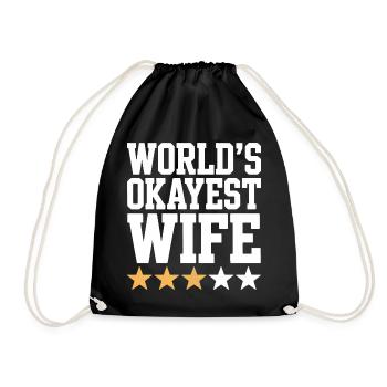 World's Okayest Wife Tee - Drawstring Bag - black - Front