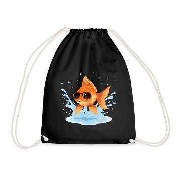 Golden Fish Summer Glasses - Drawstring Bag - black - Front