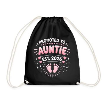 Aunt 2026 Aunt 2026 Promoted to Aunt 2026 - Drawstring Bag - black - Front