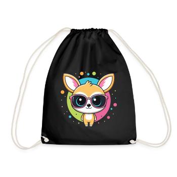 Chihuahua-Kawaii-Pop-Gläser - Turnbeutel - Schwarz - Vorne