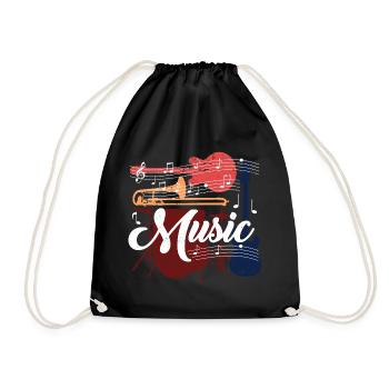 Vivid Music Motif with Instruments - Drawstring Bag - black - Front