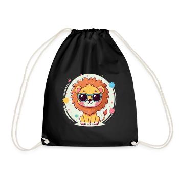 Niedliche Löwen-Sonnenbrille - Turnbeutel - Schwarz - Vorne