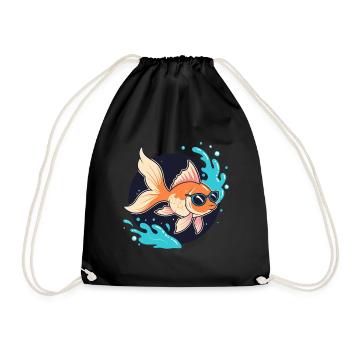Retro Golden Fish Gläser - Turnbeutel - Schwarz - Vorne