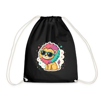 Regenbogenlöwe mit Brille - Turnbeutel - Schwarz - Vorne