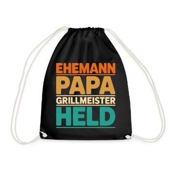 Ehemann Papa Grillmeister Held - Turnbeutel - Schwarz - Vorne