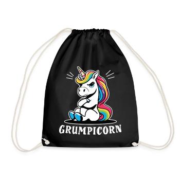 Grumpicorn Regenbogen-Einhorn Spaß Humor Lustig - Turnbeutel - Schwarz - Vorne