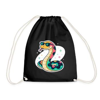 Colorful snake in sunglasses - Drawstring Bag - black - Front