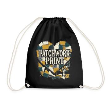 Patchwork Print - Drawstring Bag - black - Front
