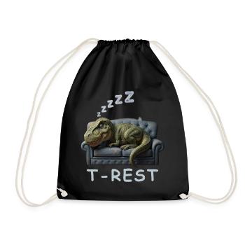 T-Rest Dino auf Sofa - Turnbeutel - Schwarz - Vorne