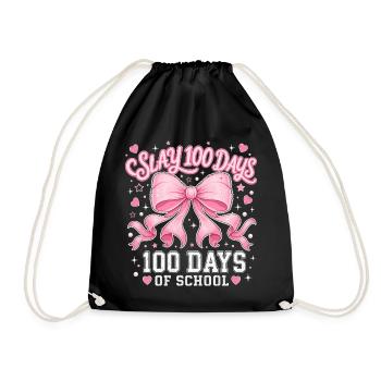 Tendance Pink Bow Coquette 100 Day School Y2K - Sac de sport léger - noir - Devant