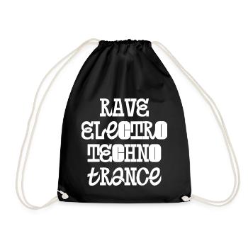 Rave Electro Techno Trance music - Drawstring Bag - black - Front