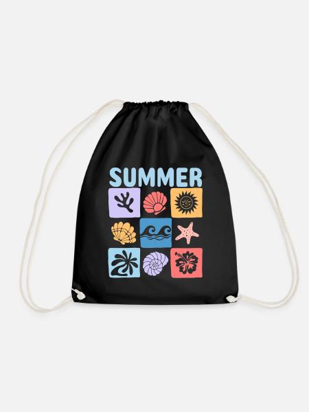 Summer – Maritime sea world full of holiday flair - Drawstring Bag - black