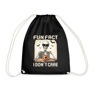 Skeleton Fun Fact I Don't Care - Drawstring Bag - black - Front