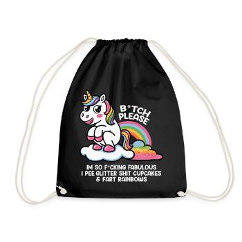 Licorne scintillante avec cadeau arc-en-ciel - Sac de sport léger - noir - Devant