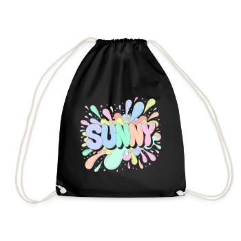 Sunny Splash Pastel Letters - Drawstring Bag - black - Front