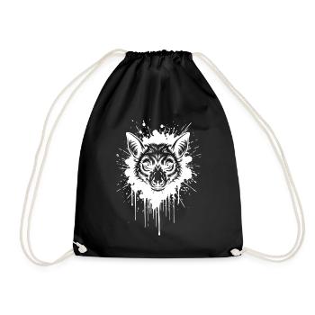 White Bat Ink - Tête de Chauve-Souris Gothic Art - Sac de sport léger - noir - Devant