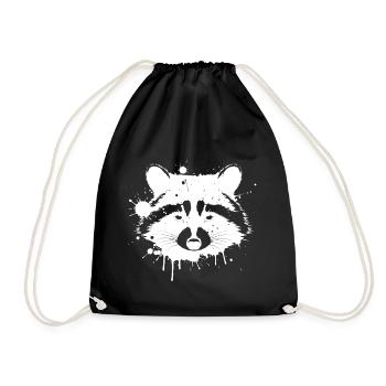Waschbär Spritzweiß - Turnbeutel - Schwarz - Vorne