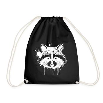 Raccoon Splash Graffiti - Drawstring Bag - black - Front