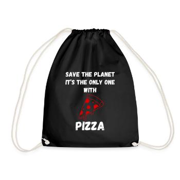 Rette den Planeten – Es ist die einzige Pizza mit Pizza - Turnbeutel - Schwarz - Vorne