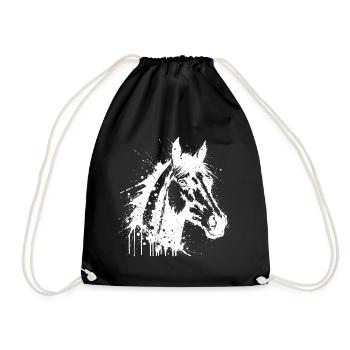 Tête de Cheval Paint Splash Blanc - Sac de sport léger - noir - Devant