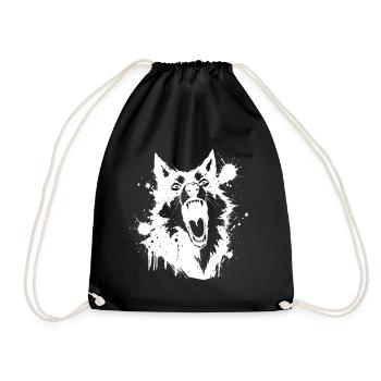 Loup hurlant en éclats splatter blanc - Sac de sport léger - noir - Devant