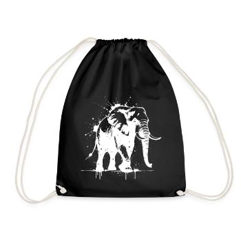Éléphant Street Art Blanc - Sac de sport léger - noir - Devant